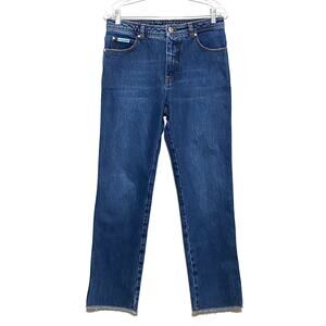 Alexa Chung Denim Jeans Frayed Raw Hem Blue Womens 28 Made In Italy Cotton